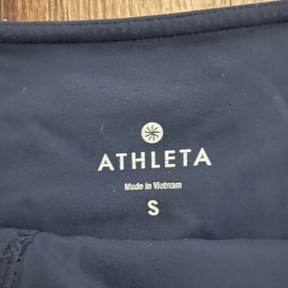 Athleta Leggings Blue Athletic Training Bottom Women Size Small Mesh Cutouts - Picture 2 of 8